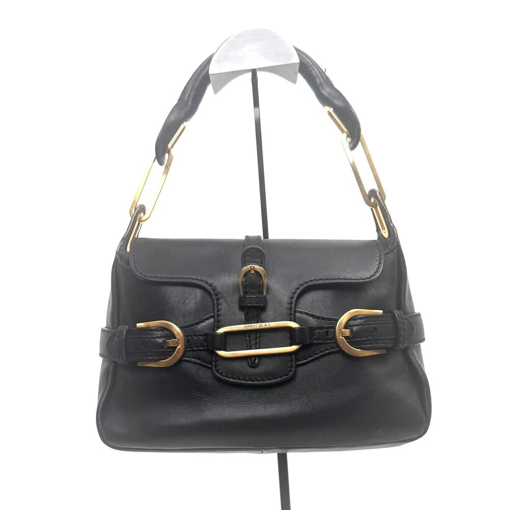 Jimmy Choo Tulita Black Leather Gold Hardware Shoulder Bag